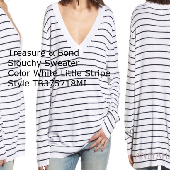 Treasure & Bond Slouchy V-Neck Sweater - Picture 1 of 8